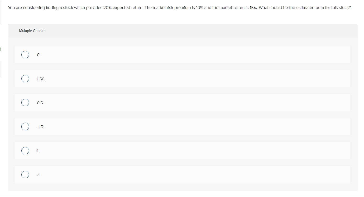 Multiple Choice 0. 1.50 0.5. 1.5 1. 1