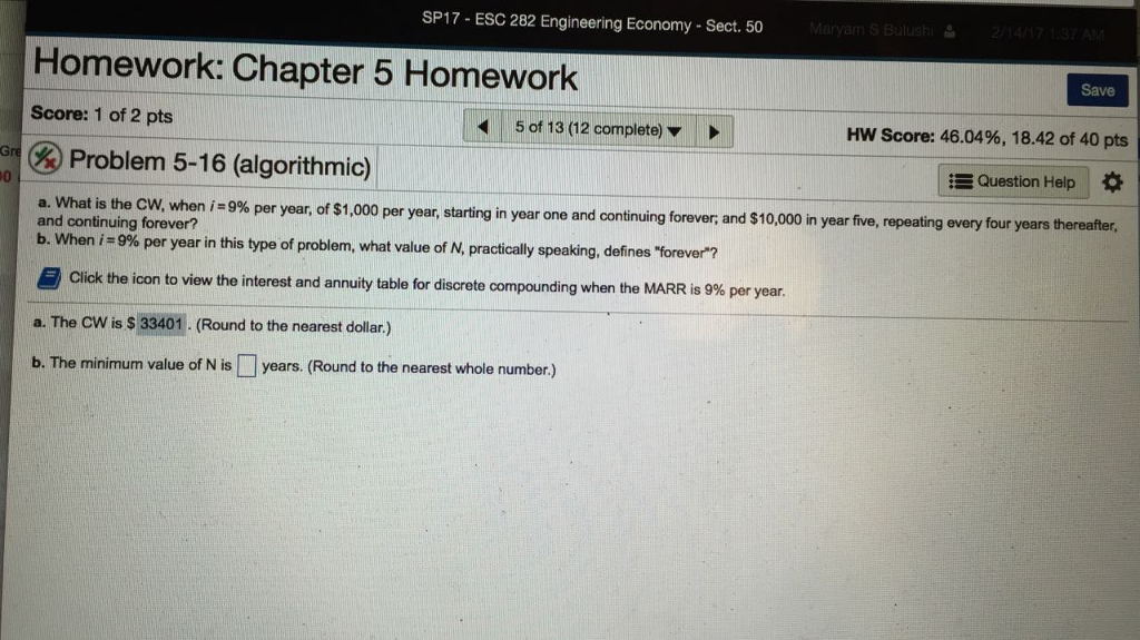  please i only need part B What is the CW, when