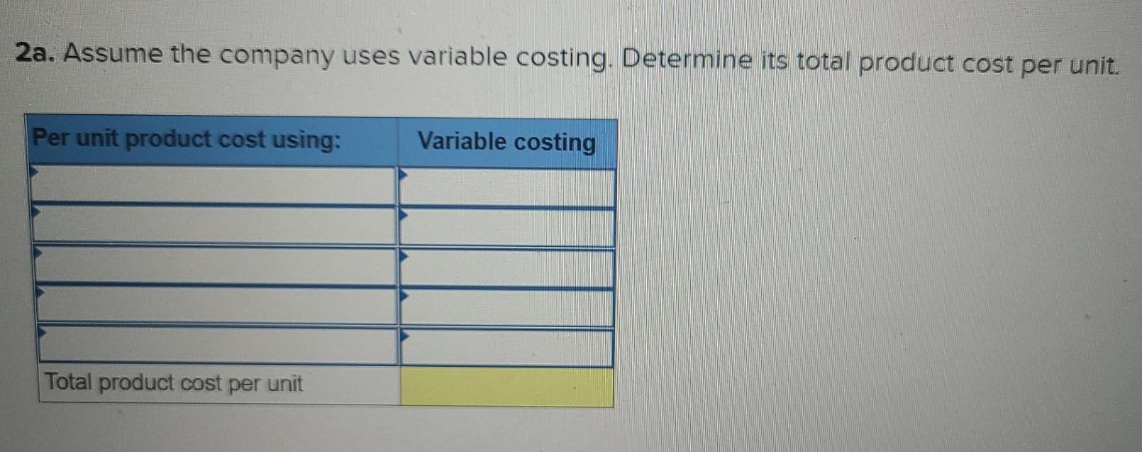 variable costing LO P1, P2 [The following information applies to the questions