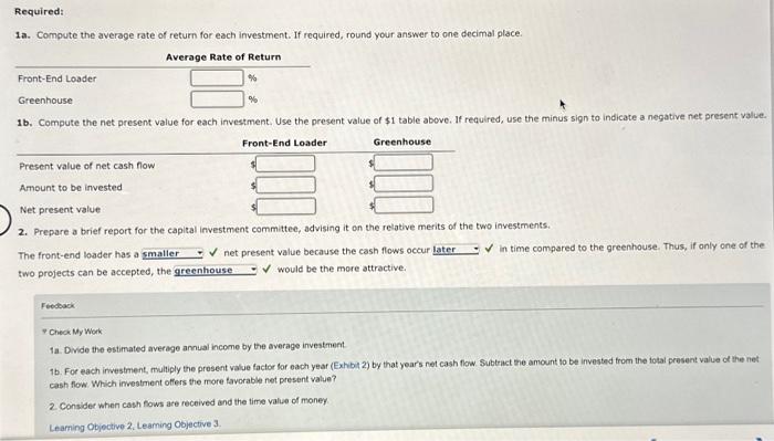is considering two capital investments, The estimated income from operations and net