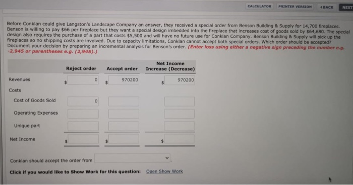 reported the following operating results while operating at 80% of plant capacity: