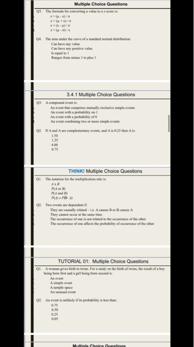  answer all these asap Multiple Choice Questions 03. The formula for