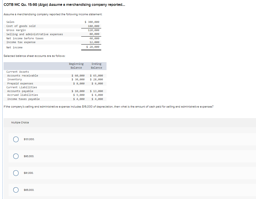 Qu. 15.48 (Algo) Assume that a company provided... Assume that a compony