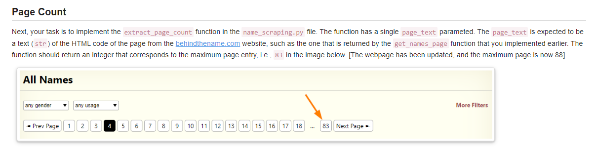 in the name_scraping.py file. The function has the following arguments: page_text: A