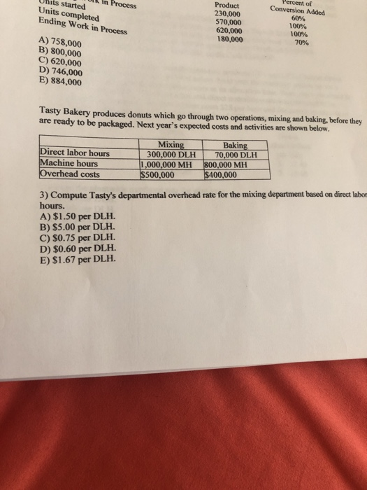 need help with question #4 OIL In Process Units started Units completed