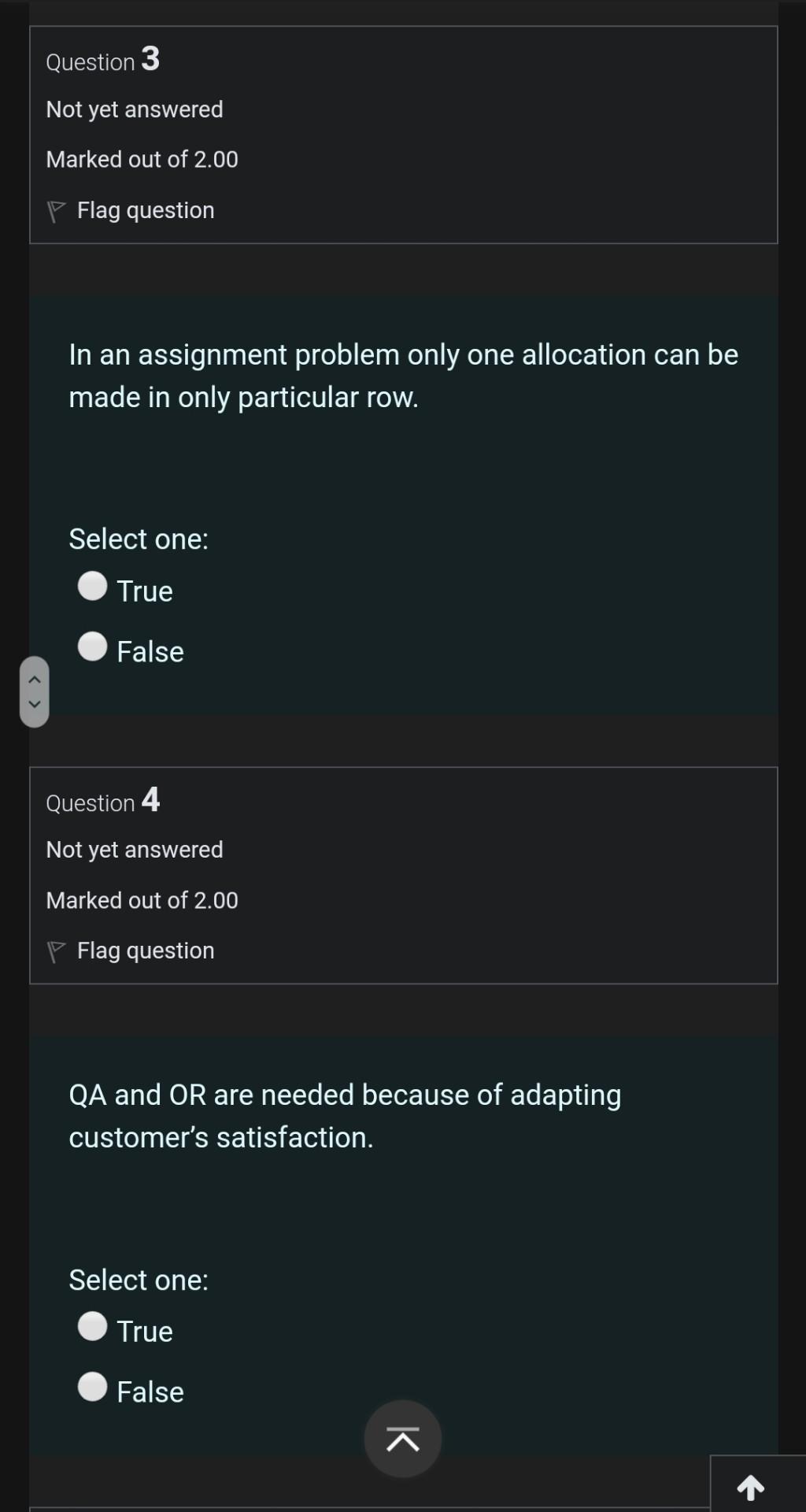 out of 2.00 Flag question In case of unbalanced transportation problem, (demand