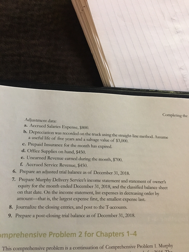Service completed the following transactions during December 2018: Dec. 1 Murphy Delivery