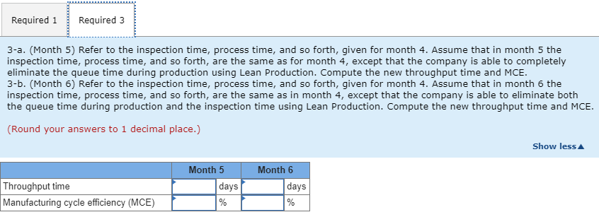 time for each month. 3-a. Refer to the inspection time, process time,
