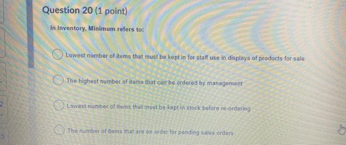  can you please answer question 15,16,17,18,19,20 Question 20 (1 point) In