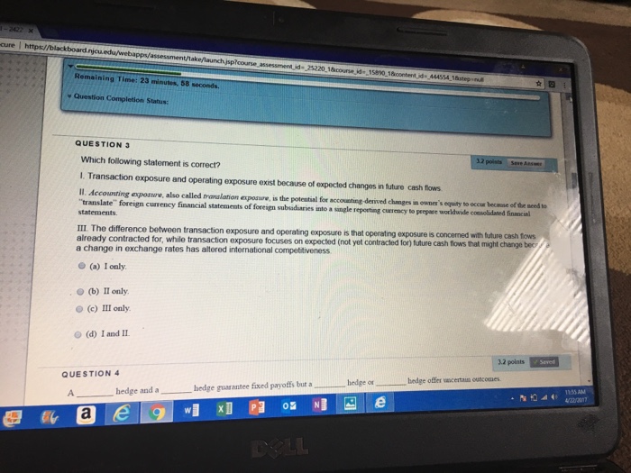  oure l httpsl/blackboardt t/take assessment ide 2s220.1&course. Remaining Time: 23 mil