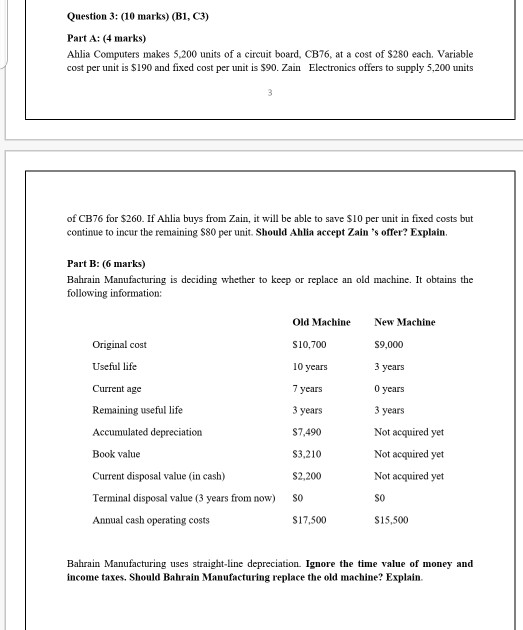  Question 3: (10 marks) (B1, C3) Part A: (4 marks) Ahlia