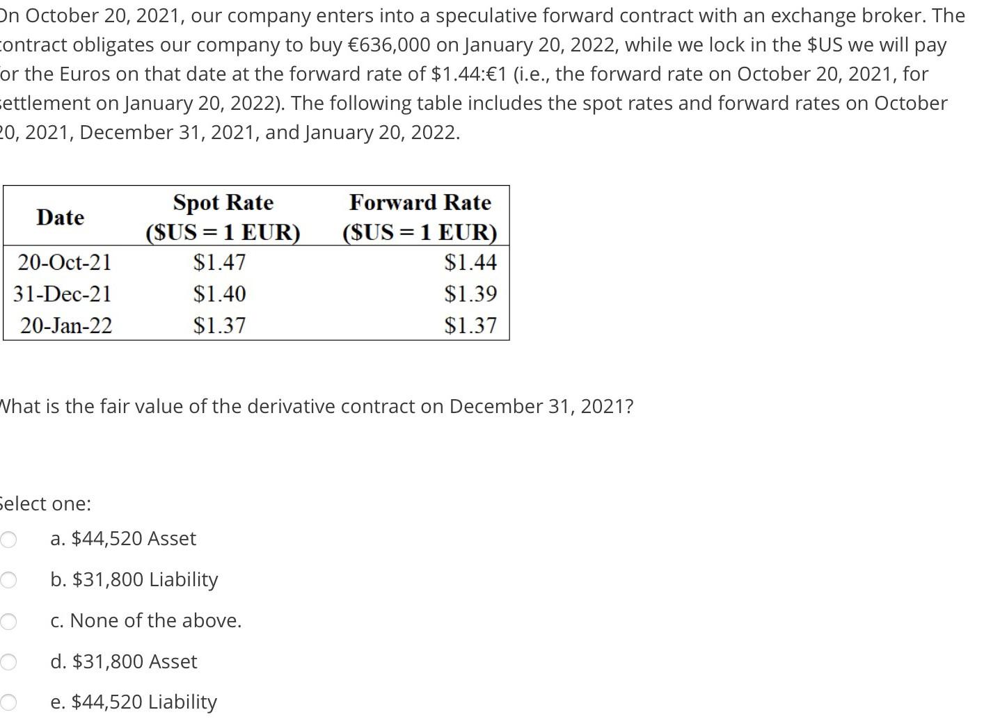  On October 20,2021, our company enters into a speculative forward contract