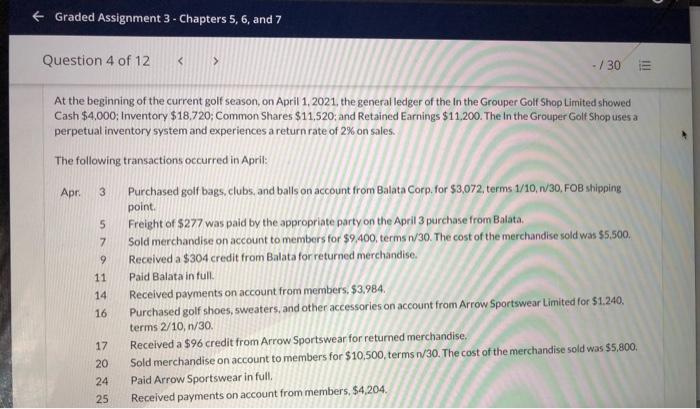  + Graded Assignment 3 - Chapters 5, 6, and 7 Question