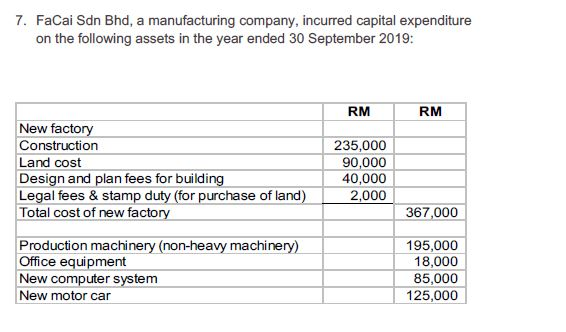  Note: Please compute based on Malaysia Tax requirements. 7. FaCai Sdn
