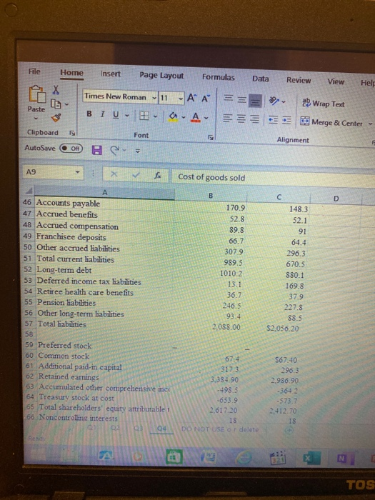Editing Number Cells X G H M N o U REQUIRED: For