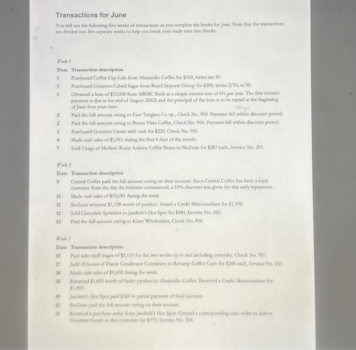 i need the answer to these transactions broken into their account entries