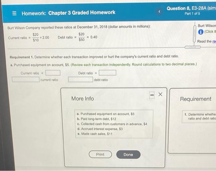  3 Homework: Chapter 3 Graded Homework Question 8, E3-28A (sim Part