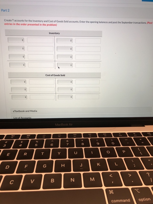 a perpetual Inventory system. During September, the following transactions occurred: Sept. 2