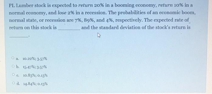  a PL Lumber stock is expected to return 20% in a