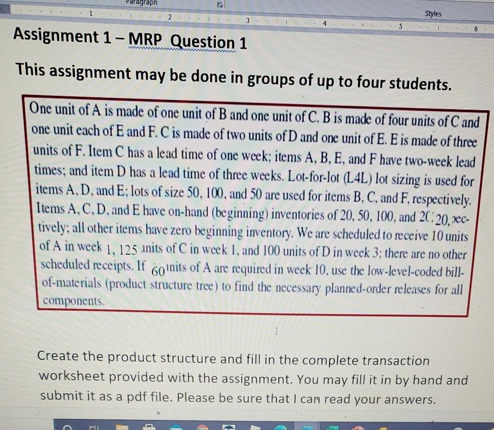  Paragraph 1 2 . . . . . Styles 3 4