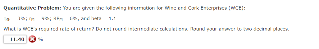 Quantitative Problem: You are given the following information for Wine and