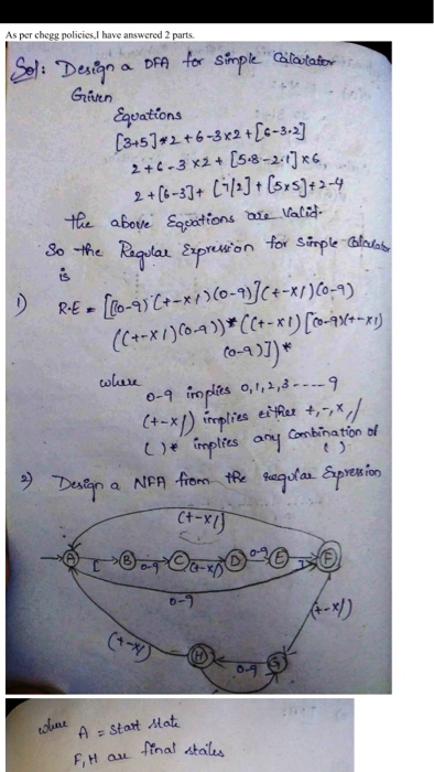 Simple Calculator Problem: Design the DFA machine for a simple calculator, where