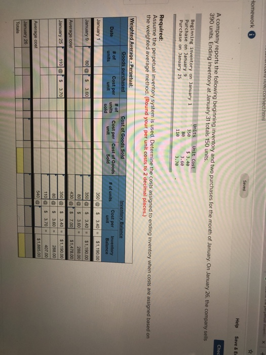  Need help tml Help Save & Ex Chee A company reports