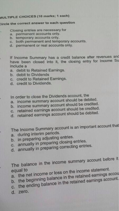 the closing process? b. Retained Eamings e Uneamed Revenue d None of