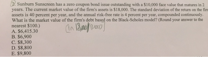  Sunburn Sunscreen has a zero coupon bond issue outstanding with a