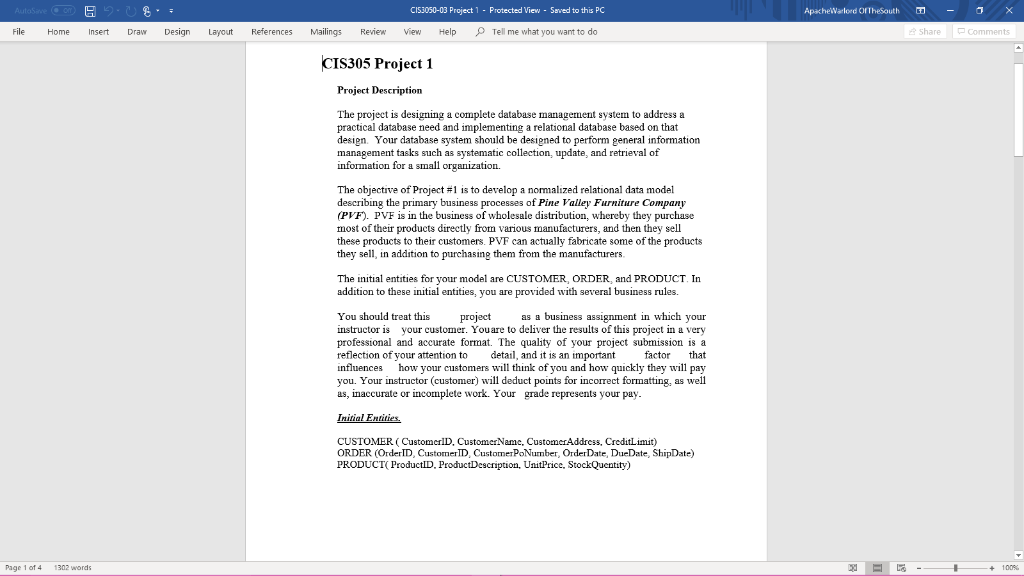 How would one create deliverable 1 in 3rd Normal form? Thanks! CIS3050-03