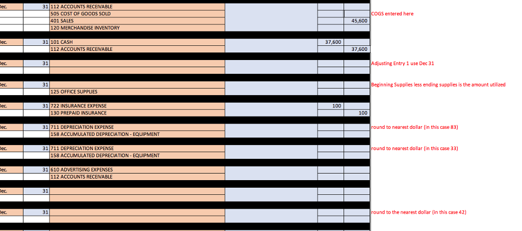 For the first Dec 31st entry how would I get those entries?