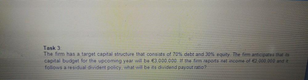Task 3 The firm has a target capital structure that consists