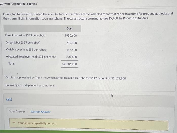  Current Attempt in Progress Oriole, Inc. has recently started the manufacture