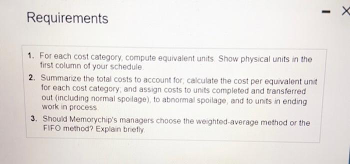  please complete all requirements part 1,2,3 Requirements 1. For each cost