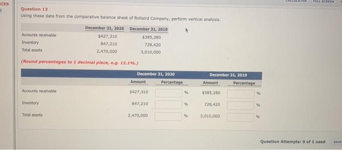  CALCULATOR FULL SCREEN CES 1 Question 13 Using these data from