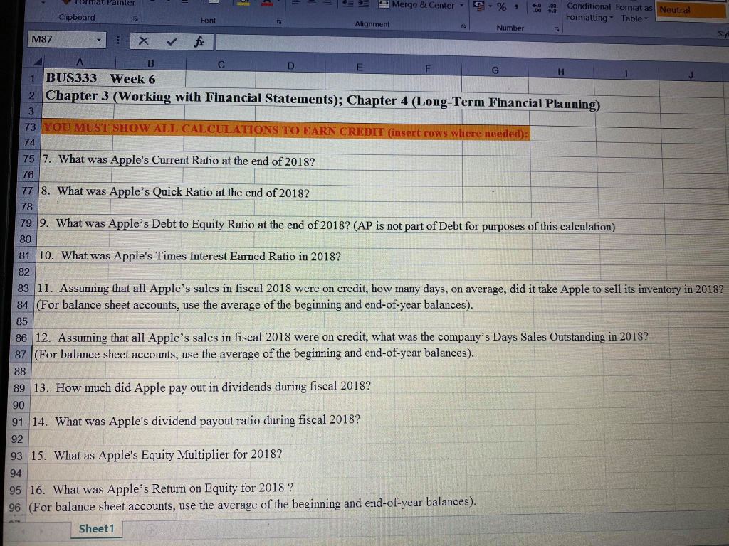 BUS333 - Week 6 2 Chapter 3 (Working with Financial Statements); Chapter