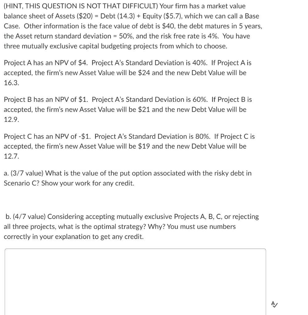 (HINT, THIS QUESTION IS NOT THAT DIFFICULT) Your firm has a