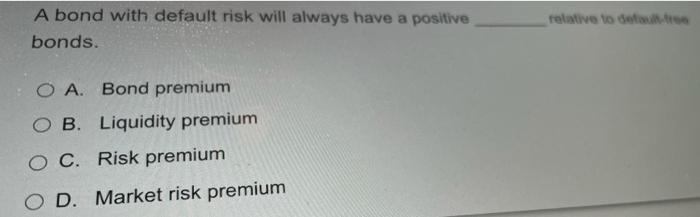  relative to the A bond with default risk will always have