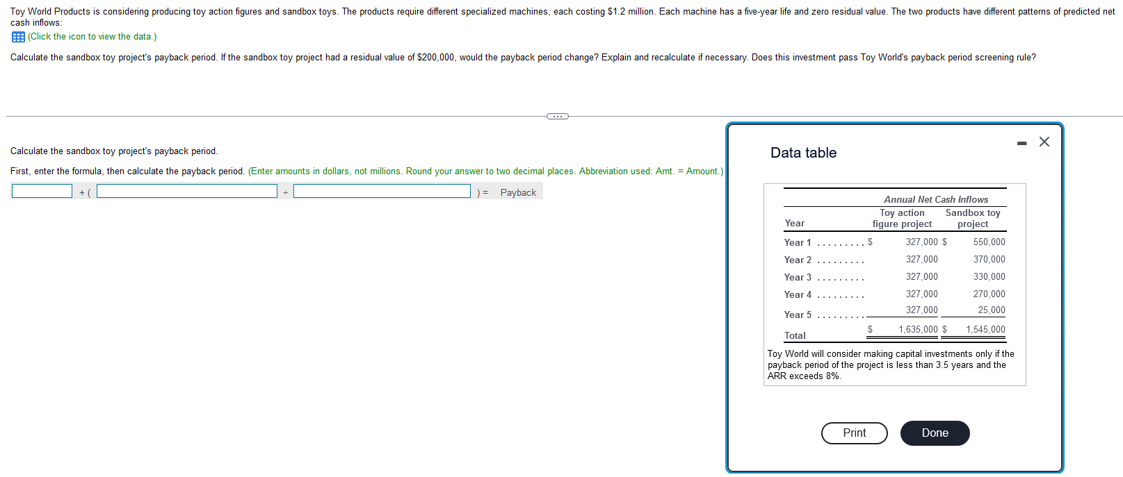  cash inflows: (Click the icon to view the data.) Calculate the