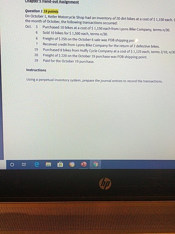  I just need an imidiate answer Chapter 5 Hand-out Assignment Question