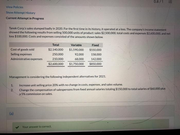  0.8/1 View Policies Show Attempt History Current Attempt in Progress Tanek