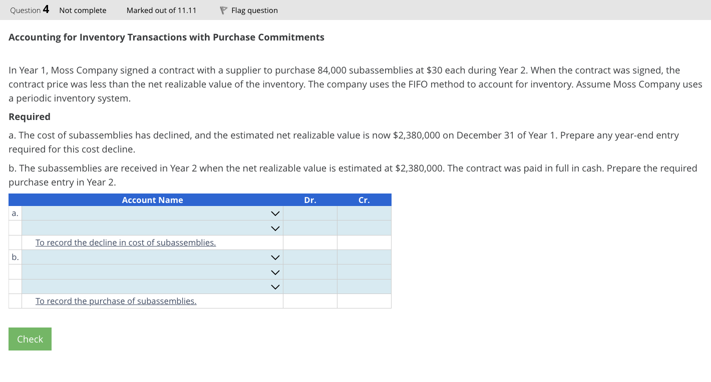  Accounting for Inventory Transactions with Purchase Commitments In Year 1, Moss