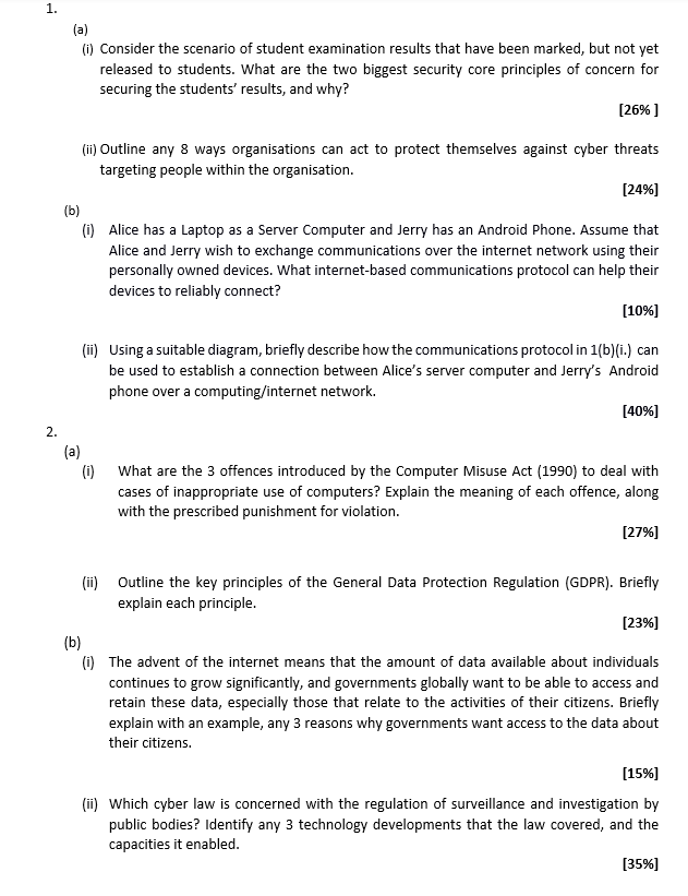  this is about cyber crime (a) (i) Consider the scenario of