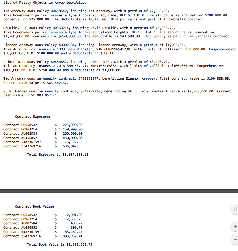 (and accumulate) the current financial exposure for each object. * Output the