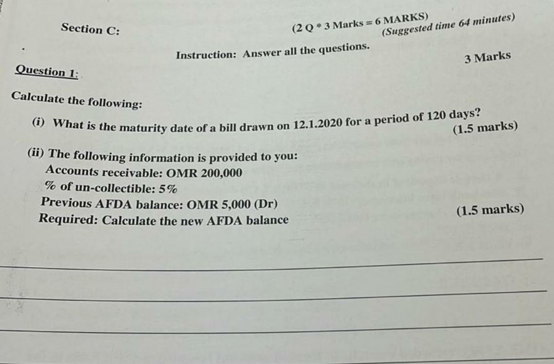  Section C: (2Q* 3 Marks = 6 MARKS) (Suggested time 64