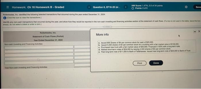  Save = Homework Ch 16 Homework B - Graded HW Score: