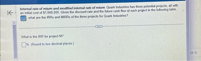 its contents into a spreadsheet.) Internal rate of retum and modified internal