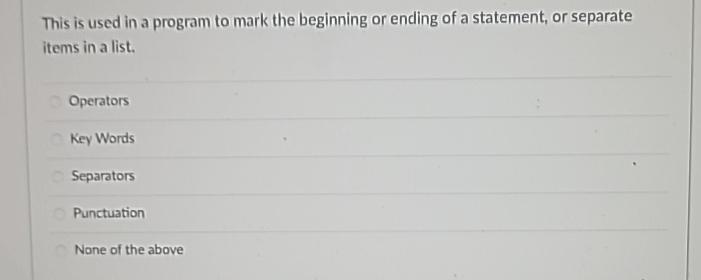  This is used in a program to mark the beginning or