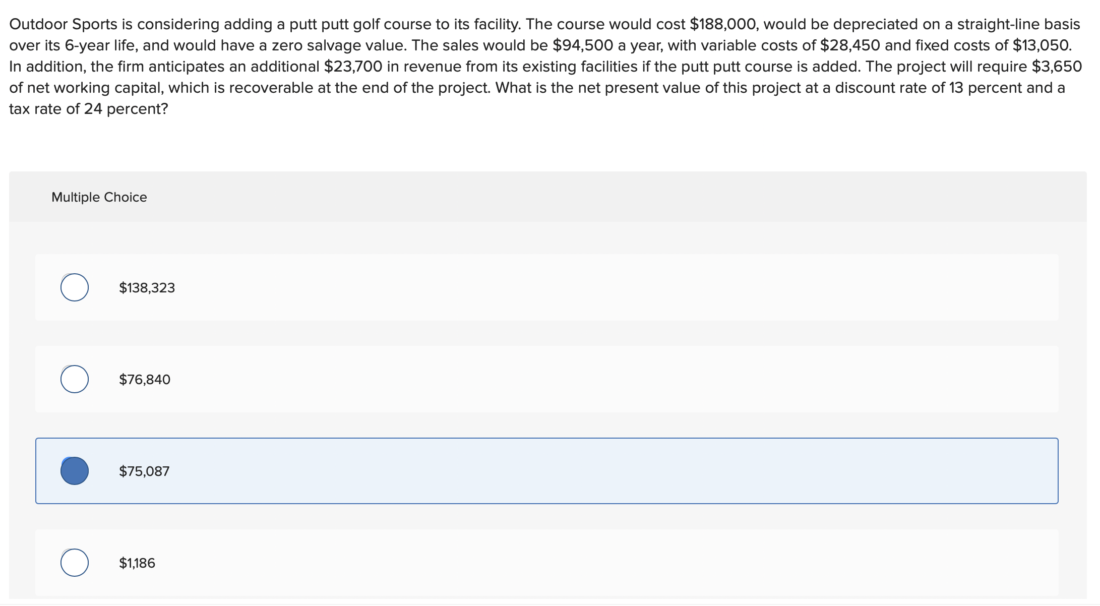  Outdoor Sports is considering adding a putt putt golf course to