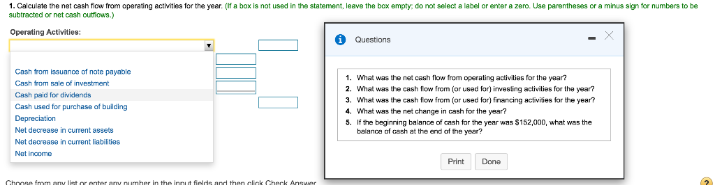 cash flows. Data related to cash activities for last year are as